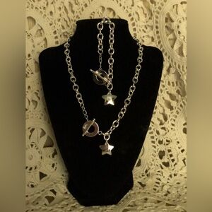 NWOT 925 Sterling Silver Star Necklace & Bracelet Set